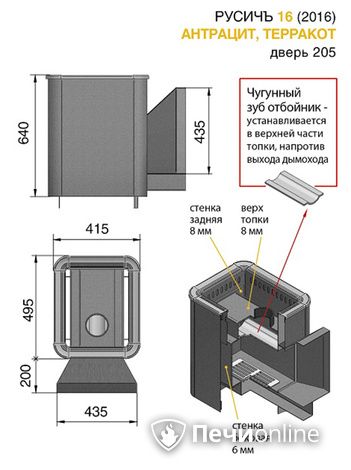 Дровяные печи-каменки Везувий Русичъ Антрацит 16 (205) 2016 в Чусовом