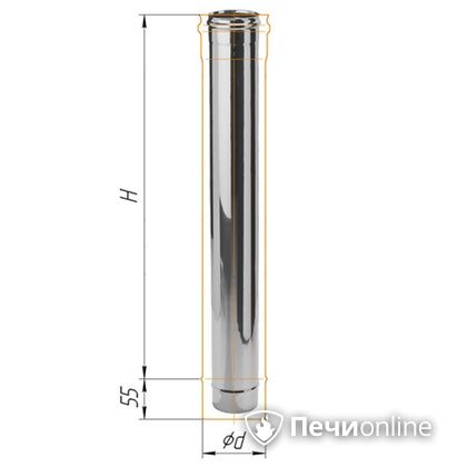 Дымоход Феррум Дымоход нержавейка 08 d-115 L=1м в Чусовом