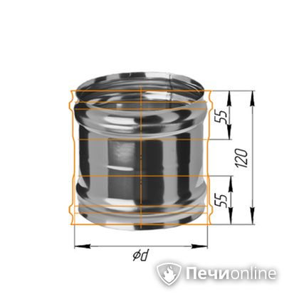 Дымоход Феррум Адаптер ММ для печи нержавеющий 08 d-120 в Чусовом