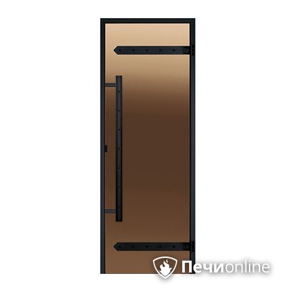Дверь для бани Harvia Стеклянная дверь для сауны LEGEND 7/19 черная коробка сосна бронза  D71901МL в Чусовом