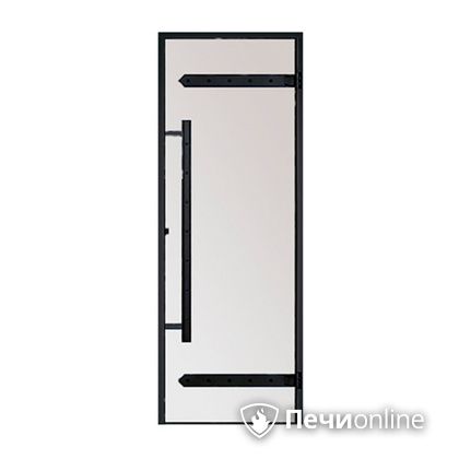 Дверь для бани Harvia Стеклянная дверь для сауны LEGEND 7/19 черная коробка сосна сатин D71905МL в Чусовом